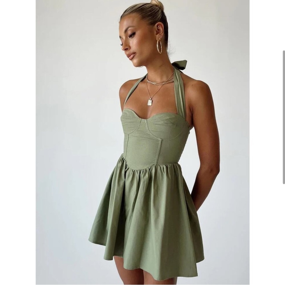 Princess Polly LYLE MINI DRESS SAGE green size small - Picture 3 of 4